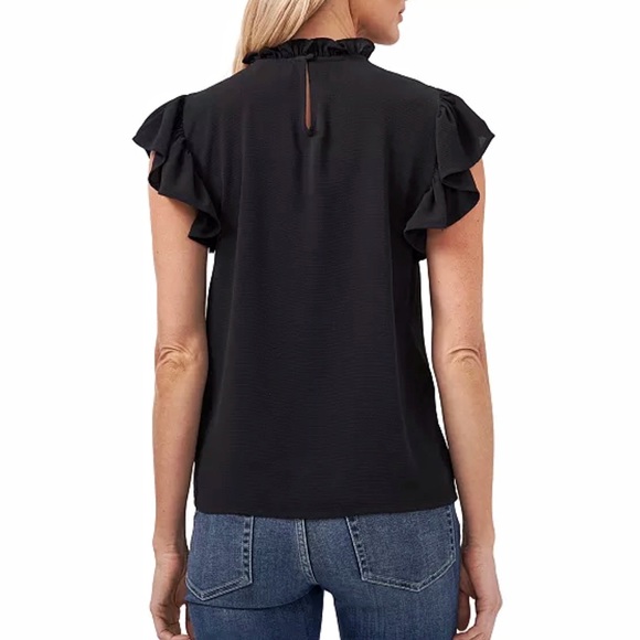 CECE Mock Neck Ruffled Flutter Sleeve Top - Picture 8 of 11